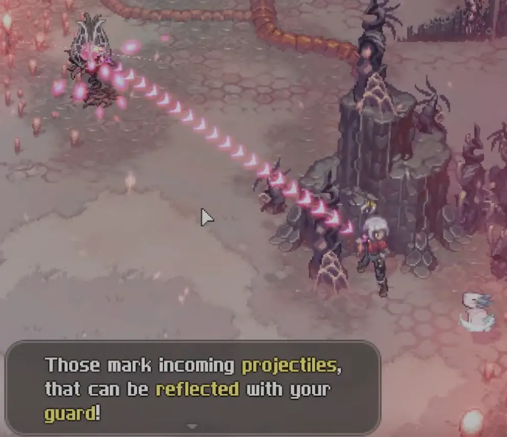 A player guarding against an incoming projectile, showing why Divine Shield timing matters more than panic dodging.