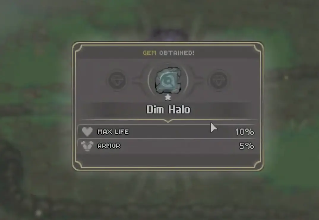 A player checking gem slots and forge options, where early build choices start moving beyond simple level-ups.