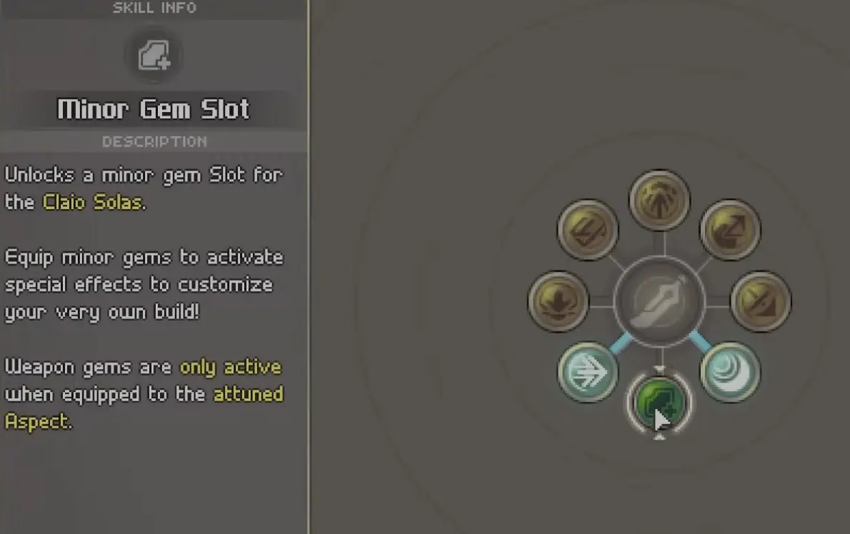A player opening the Growth Chart and checking early weapon nodes before committing to a build path.