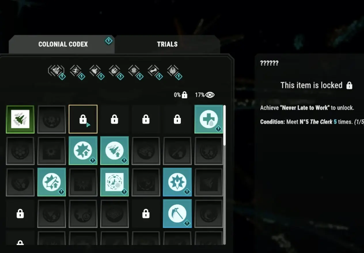 Battlestar Galactica Scattered Hopes compendium or unlock screen showing future ships, systems, and options that can be added to the run pool.