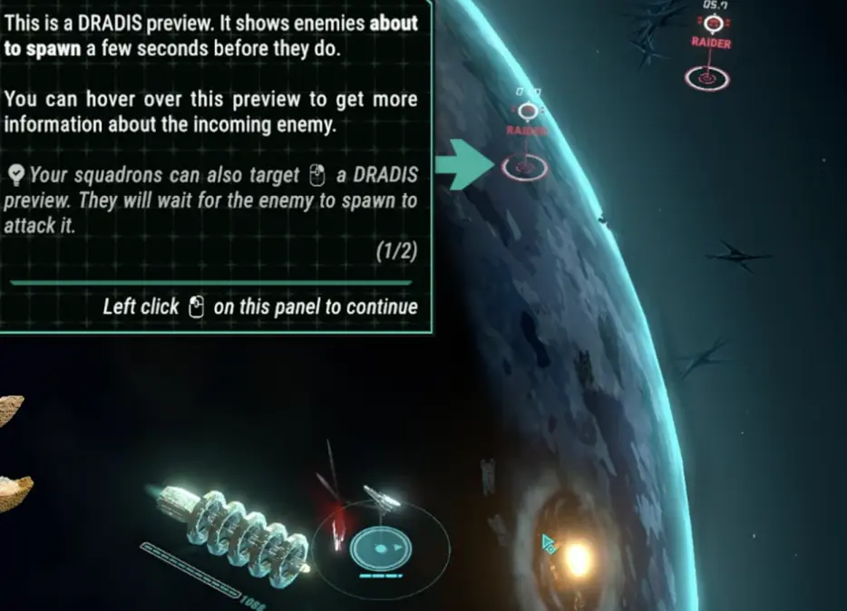 Battlestar Galactica Scattered Hopes Dradis preview showing incoming enemies before they fully spawn.