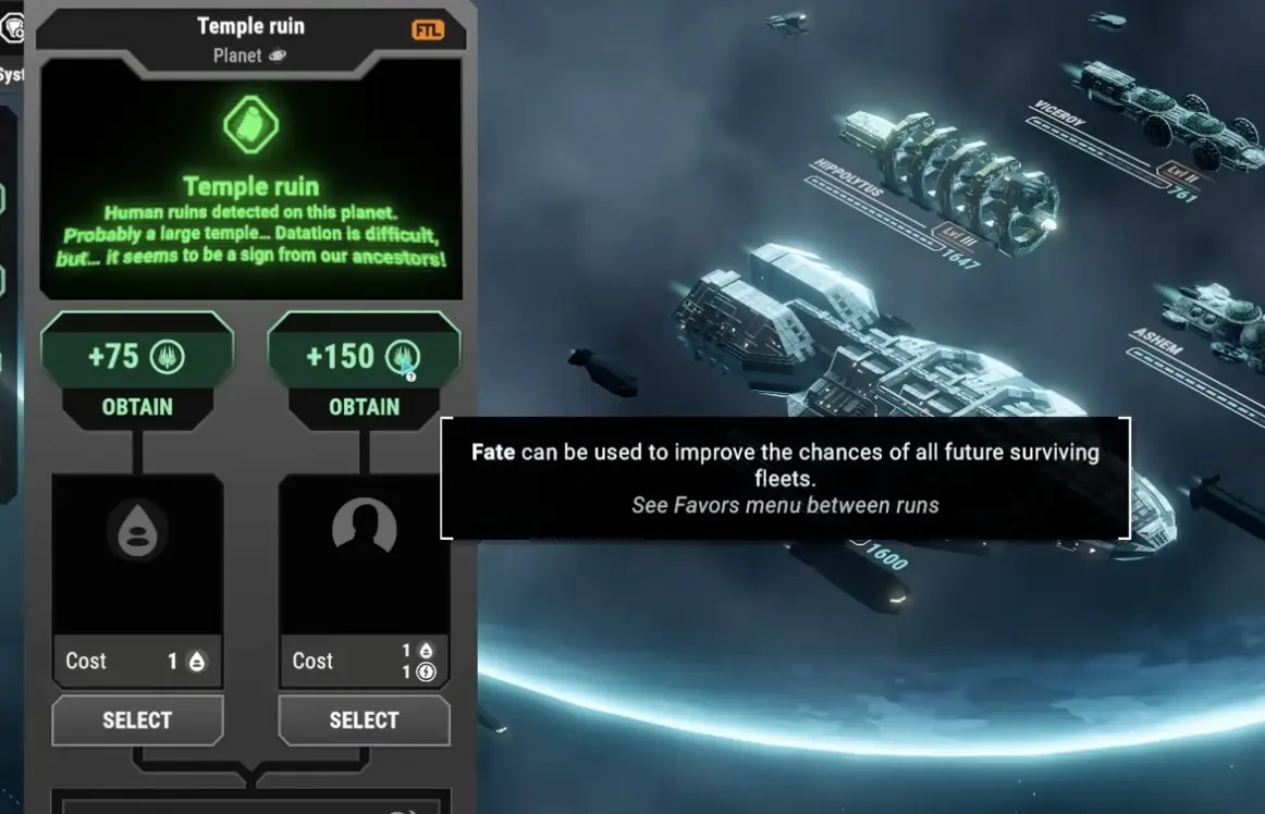 Battlestar Galactica Scattered Hopes Fate reward or Fate POI showing Fate as a long-term resource for future fleets.