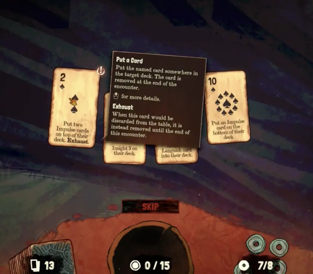 Black Jacket Wildcards reward screen showing a choice of two cards, including Demand and Drain effects.