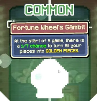 A Gambonanza Gambit Token choice showing how early Gambit rewards can define a run.