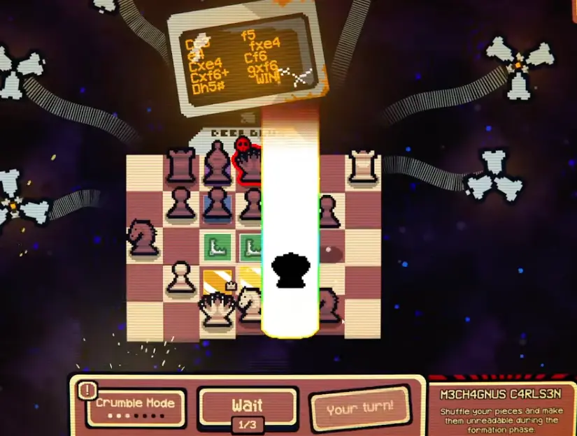 M3CH4GNU5 C4RL53N boss setup in Gambonanza, where your own pieces can become scrambled or unreadable.