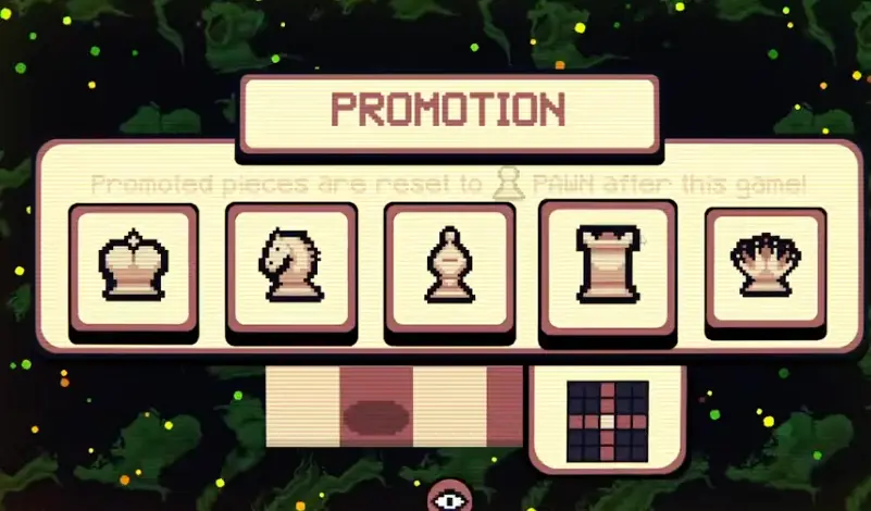 A Gambonanza pawn promotion setup turning a pawn into a queen for a safer first-clear strategy.