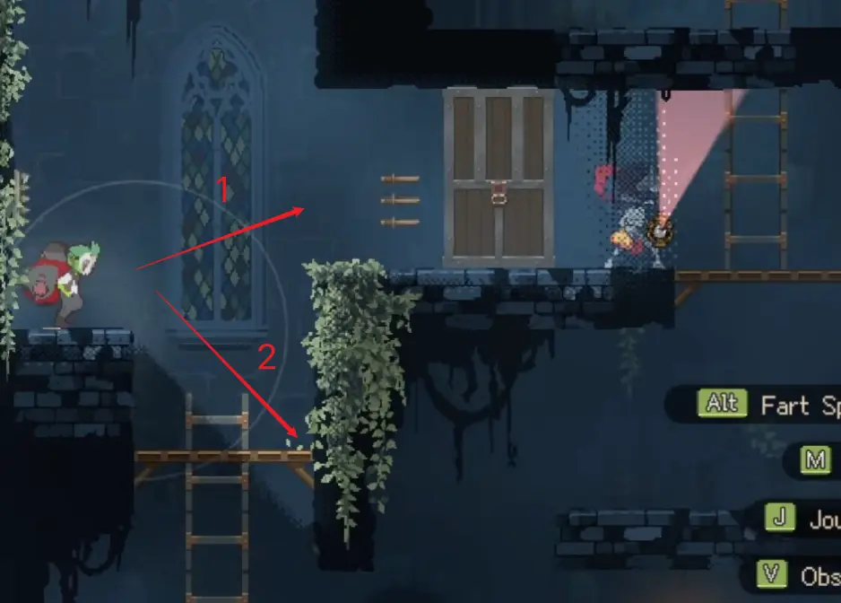 Goblin Vyke player luring a guard into an environmental trap instead of fighting directly.