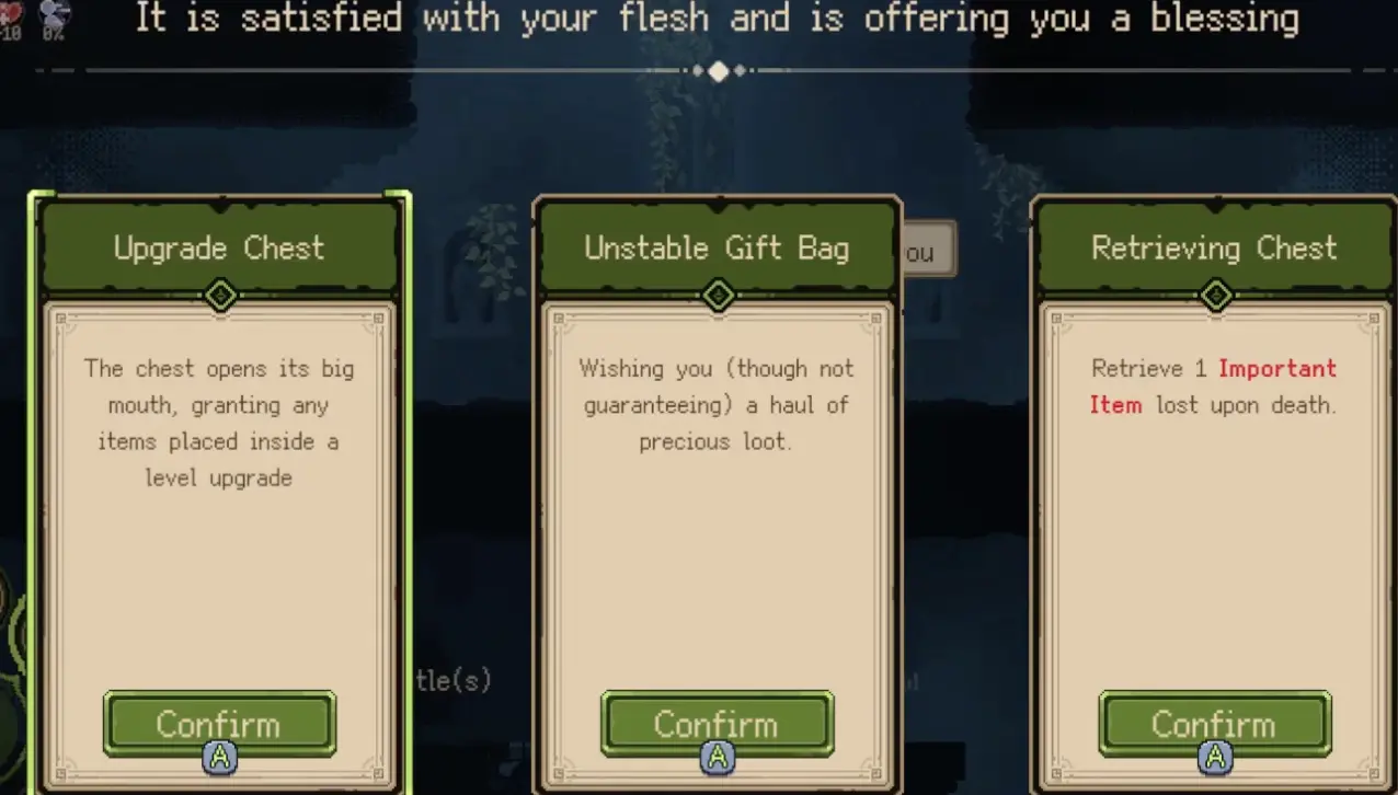 Goblin Vyke mimic chest that upgrades items placed inside.