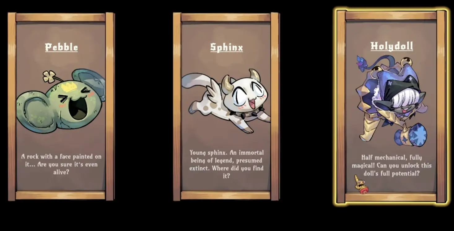 gold gold adventure gold godbeast selection pebble sphinx holydoll no stats shown