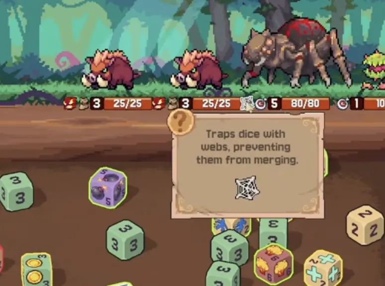 A webbed dice boss mechanic can trap key dice and break your planned chain.