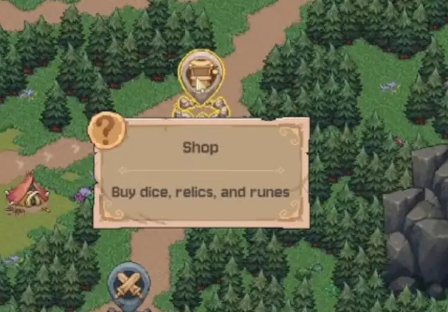 Rune Dice shop with relics, runes, and dice options.