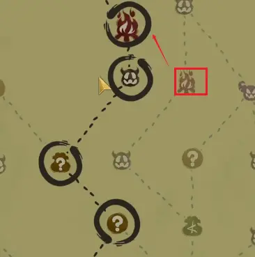 Route planning around campfires and elites.