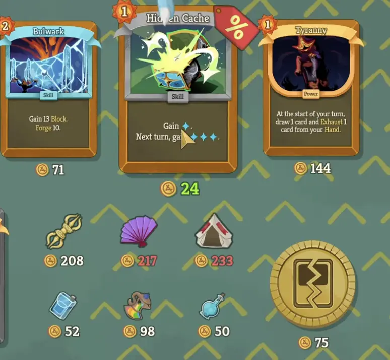 Shop card removal scaling cost.