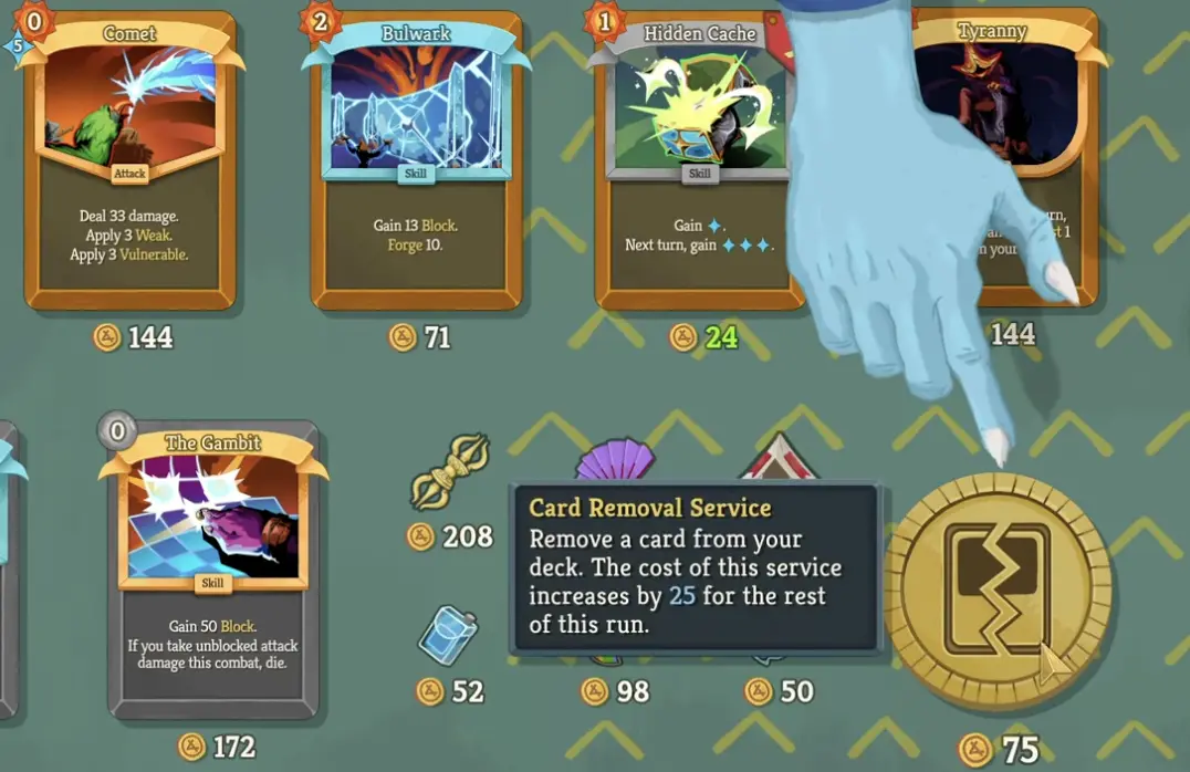 Slay the Spire 2 shop removal service.