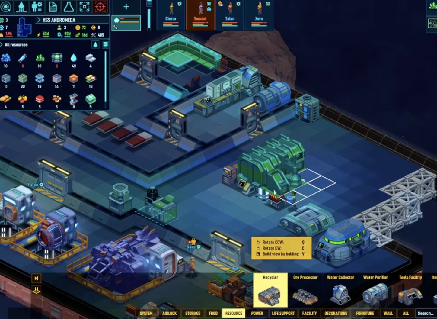 Space Haven industrial facilities causing active power load during production.