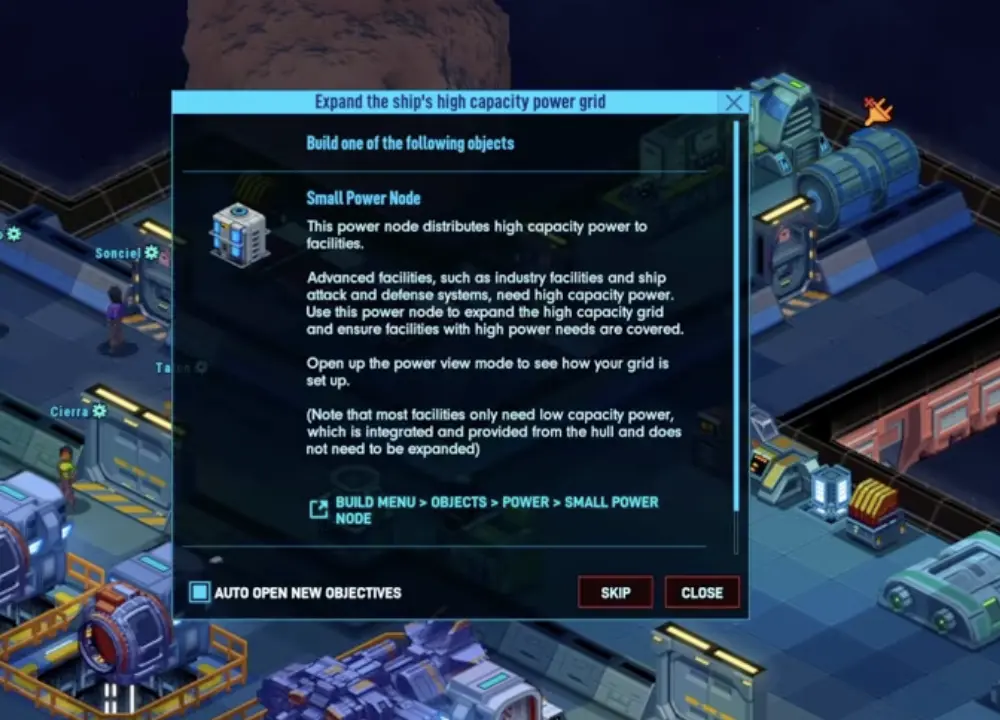 Space Haven high capacity grid warning and small power node placement.