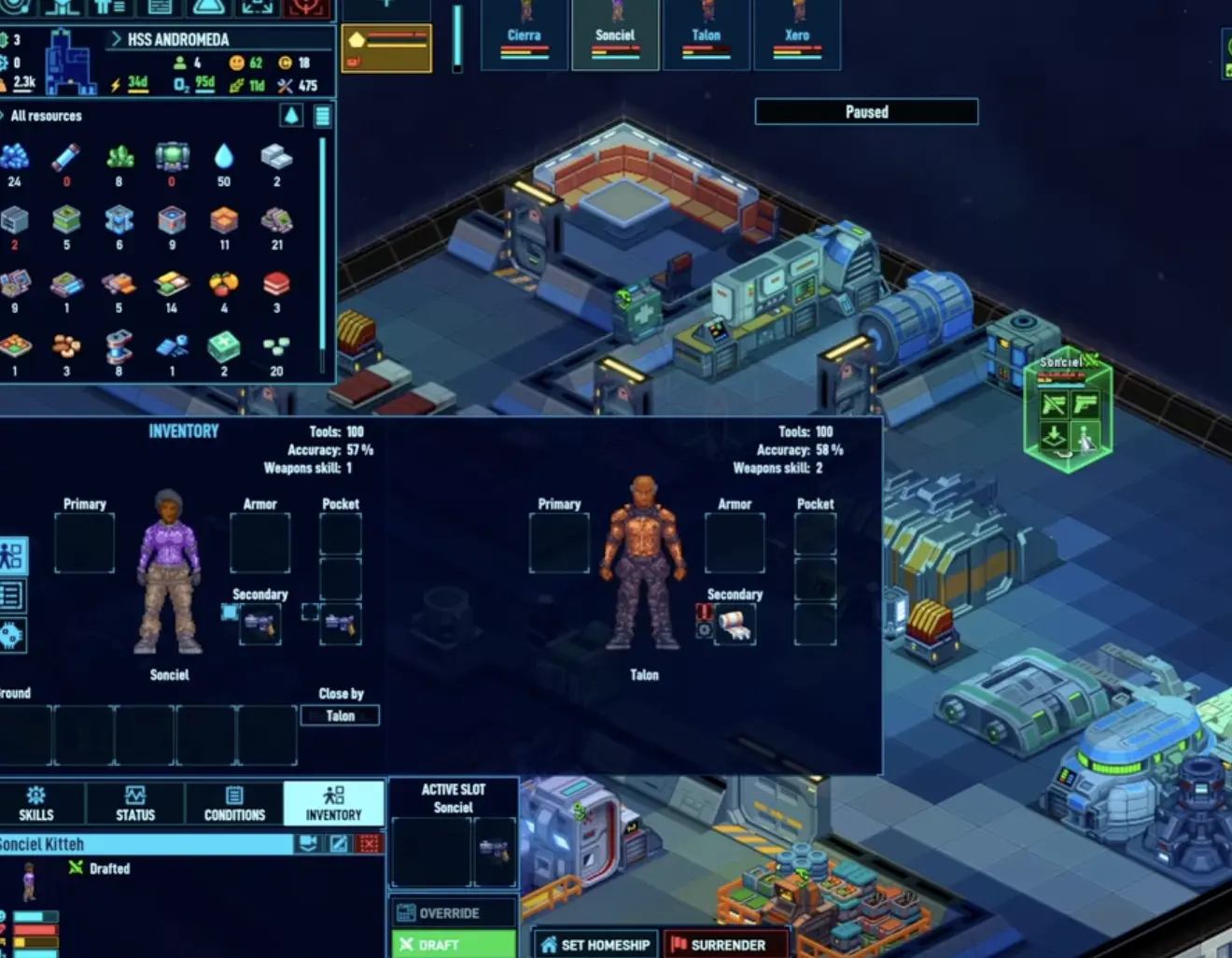 Space Haven undraft all button after combat or derelict exploration.