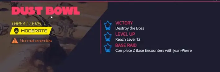 TerraTech Legion Dustbowl mission card showing the first world objective and early star progression.