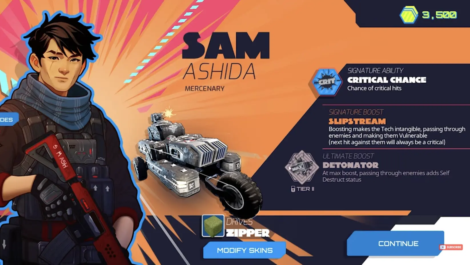 Sam Ashida using phase boost around enemies, with early weapon choices and movement pressure.