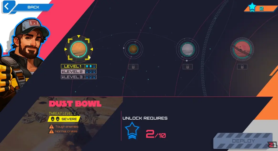 TerraTech Legion locked difficulty or world requirement showing that more stars are needed before the next progression step.