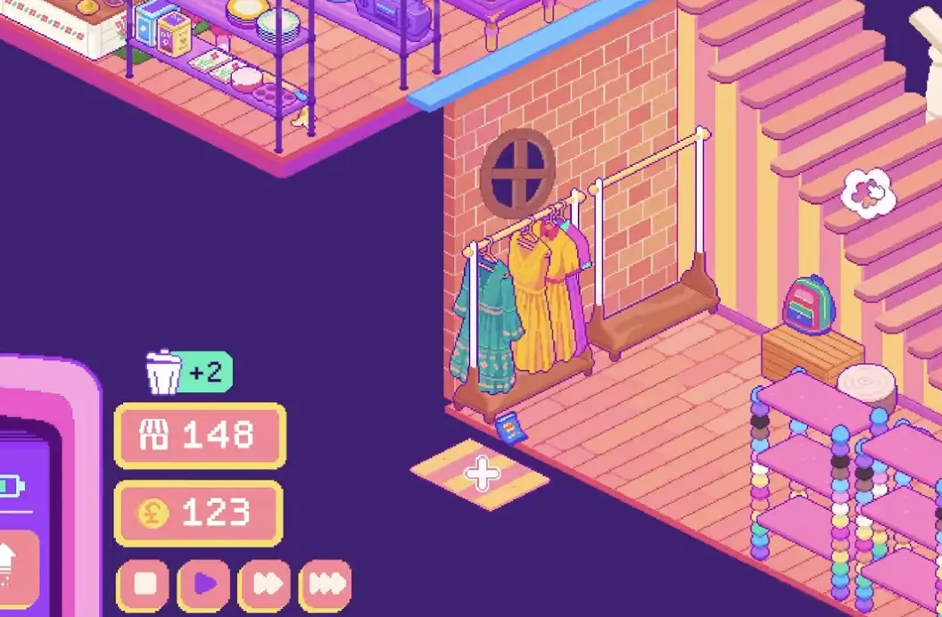Twitch viewers visiting the shop and leaving trash that can be cleaned up.