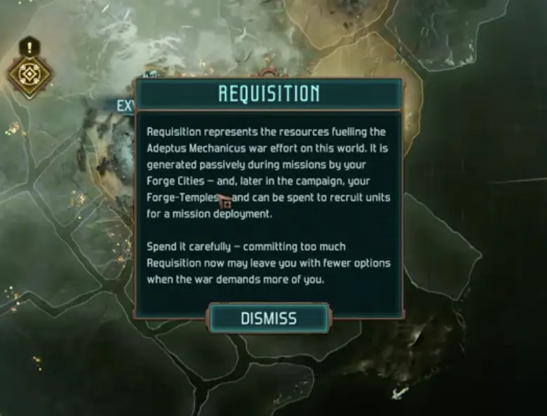 Mechanicus 2 Adeptus Mechanicus war map and Requisition